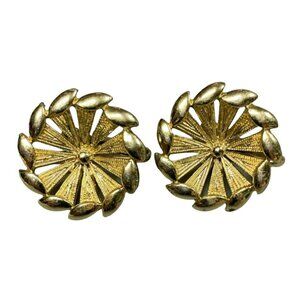 Rare Vintage Signed CORO Windmill Goldtone Clipon Womens Earrings MCM